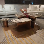 Statement Coffee Table with Marble-Effect Surfaces and Fragmented Design